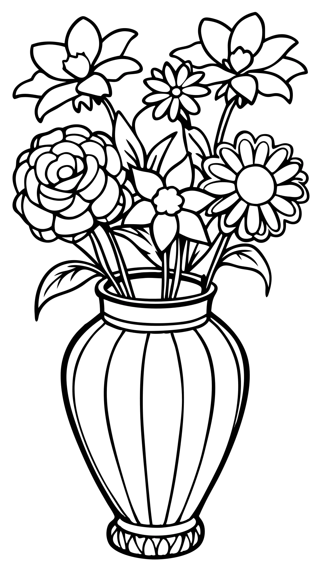 coloriage de vase à fleurs